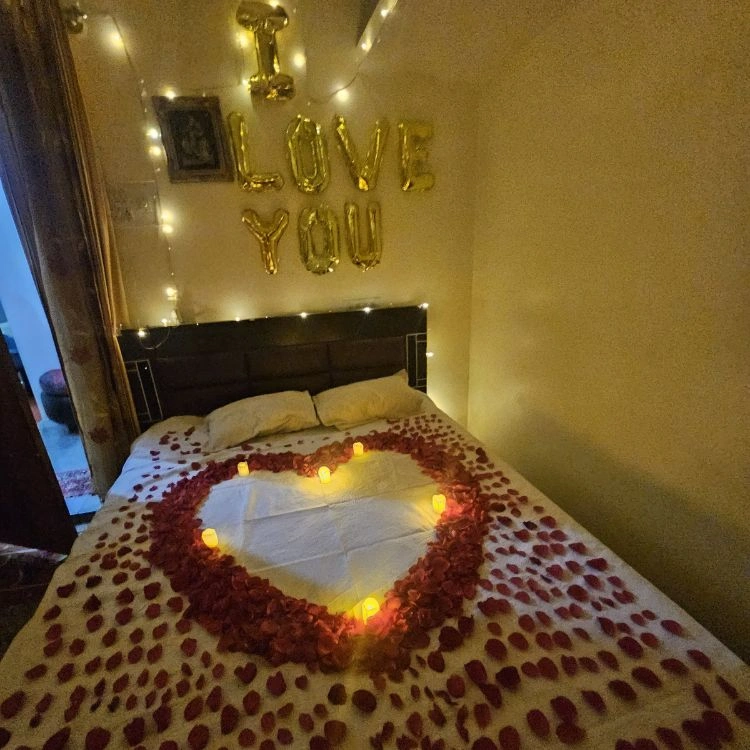 Luxury honeymoon night room setup for couples in Bangalore